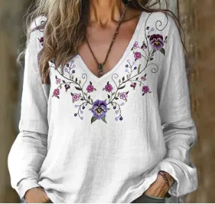 V neck Long Sleeve T shirt Women's Top 30Style Xs - Shop at LoveMi