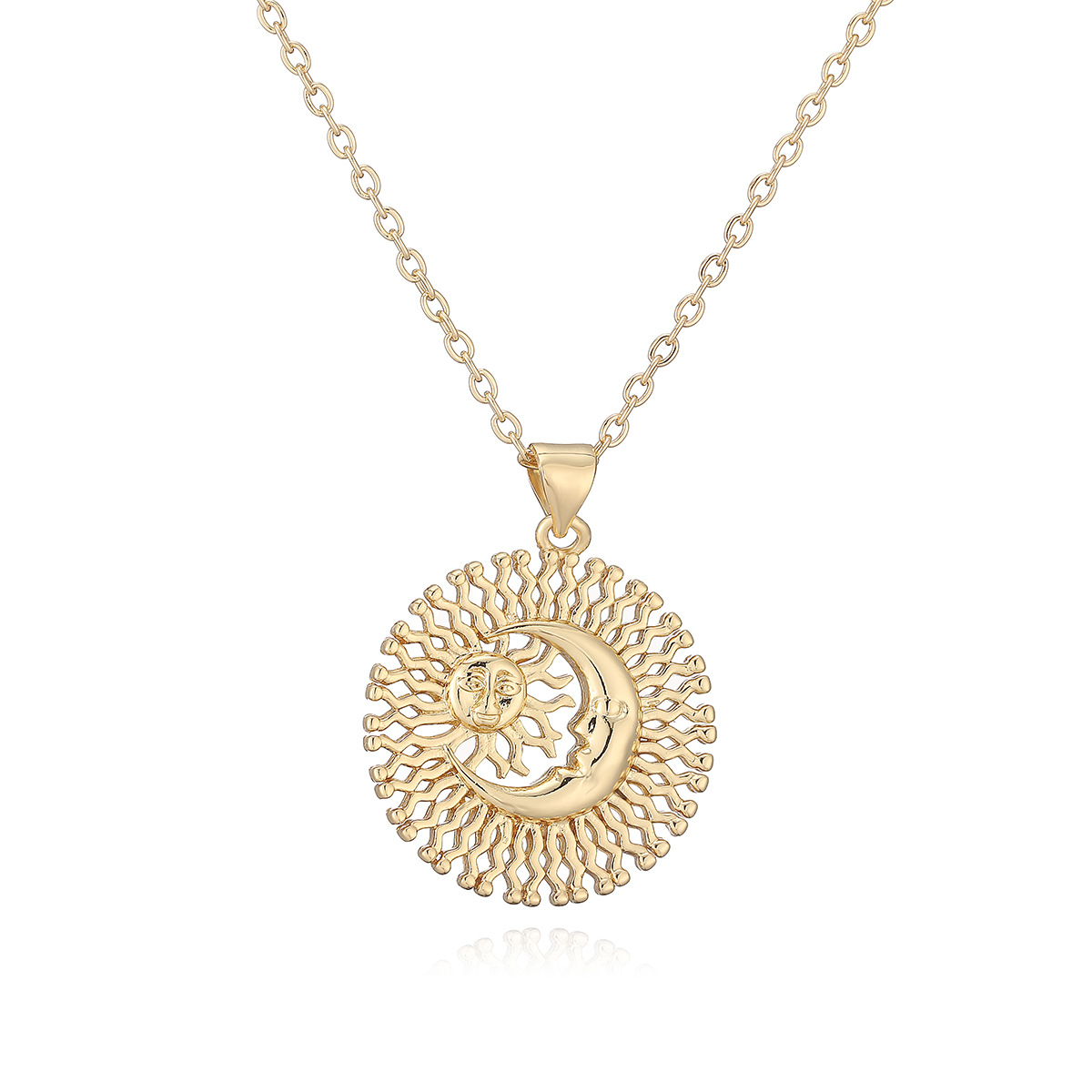 Gold-Plated Sun and Moon Pendant Necklace, picture 5 of 5