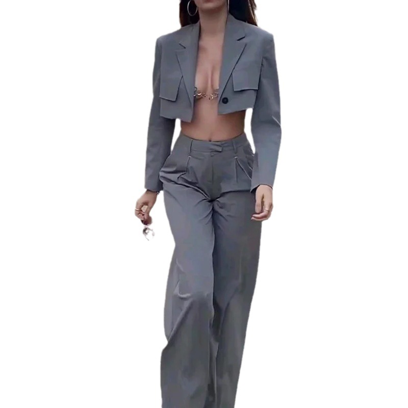 Women's Fashion Elegant Bodycon Exposed Navel Suit