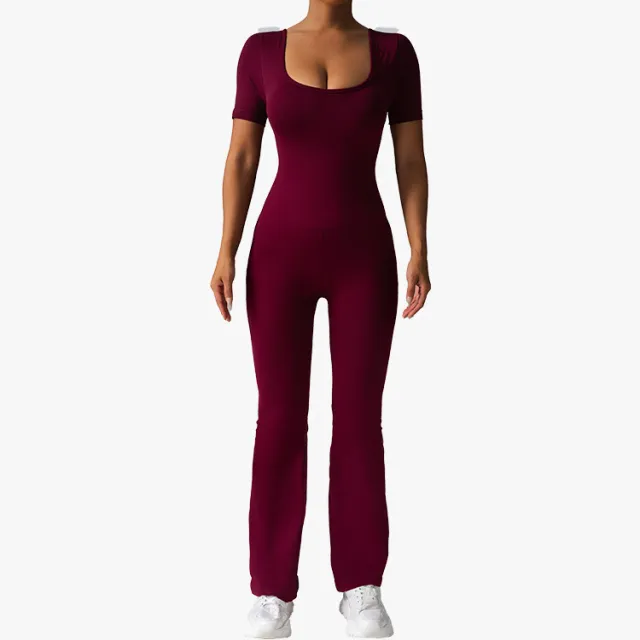 Beauty Back Hip Lifting One piece Bell bottom Pants Yoga Clothes Wine - Shop at LoveMi