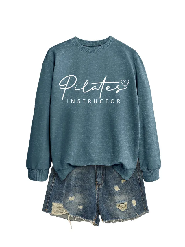 Round Neck Sweater All matching Comfortable Loose Blue White Sweatshirt Font - Shop at LoveMi