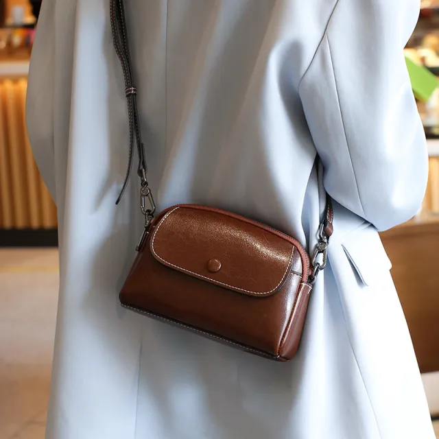 Genuine Leather Women's Shoulder Messenger Bag Brown - Shop at LoveMi