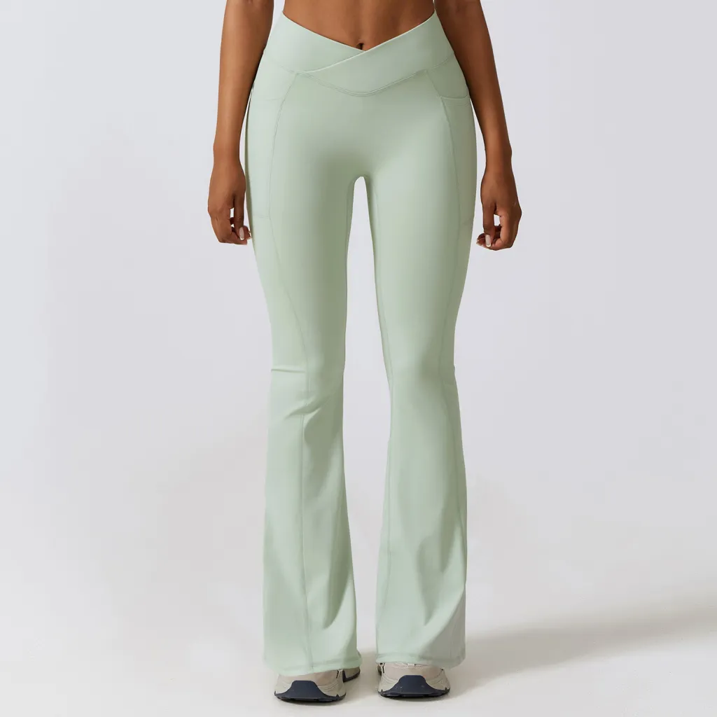Wide Pants Hip Lifting Yoga Bell-bottom Pants Sports - Gray