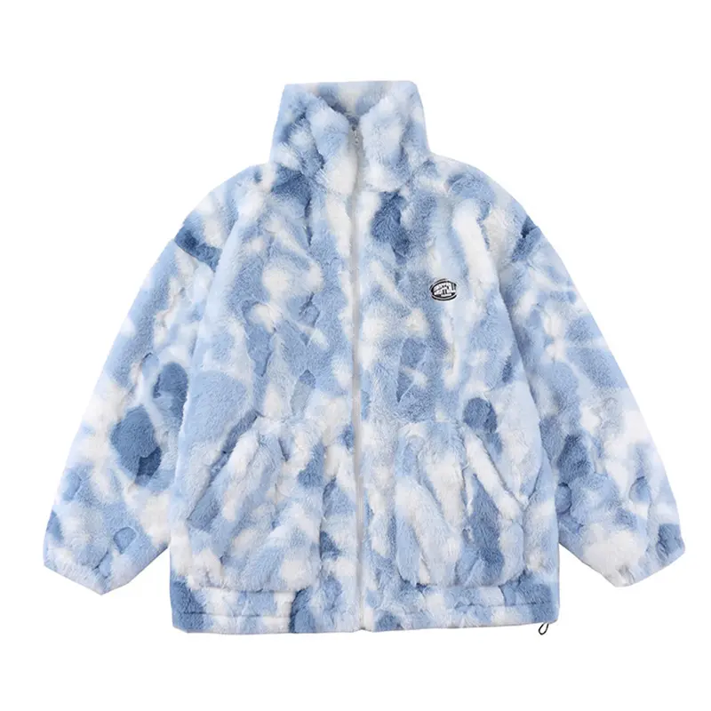Tie-dyed Polar Fleece Stand Collar Coat Autumn