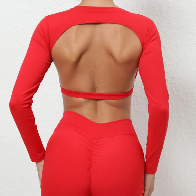 European And American Sports Top With Chest Pad Backless Short Red - Shop at LoveMi