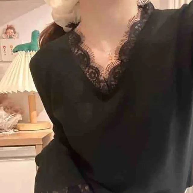 Casual Soft style Top With A Designer Touch Featuring Lace Paneling And Reversible Wear Black - Shop at LoveMi