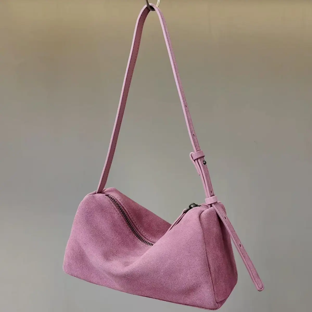Solid-color Suede Soft-surface Versatile Womens Shoulder Bag
