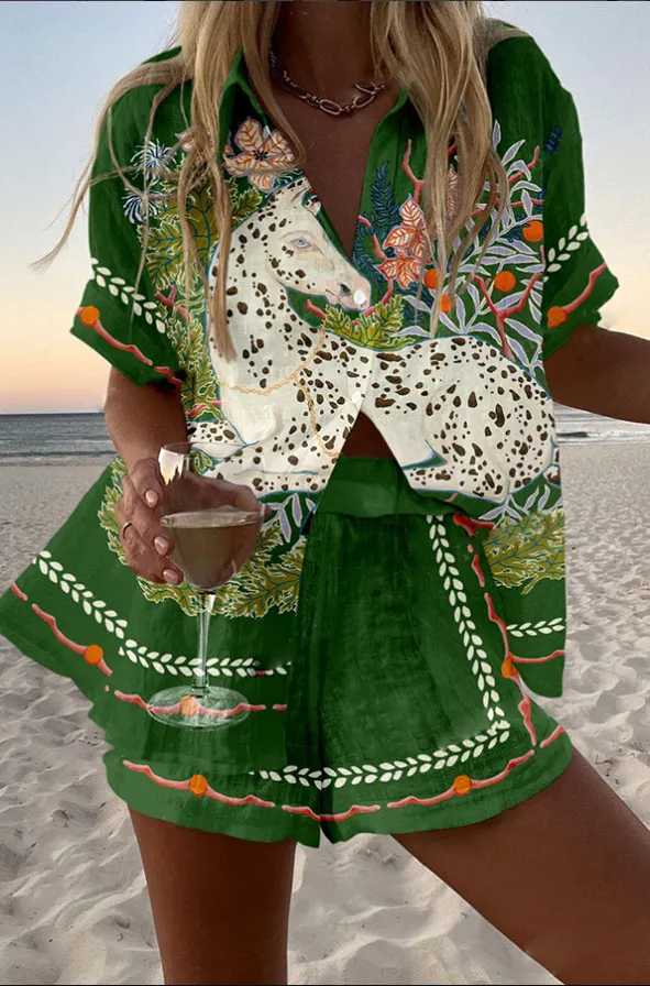 Digital Printing Top Women's Suit Two piece Set Mcs01114 L - Shop at LoveMi