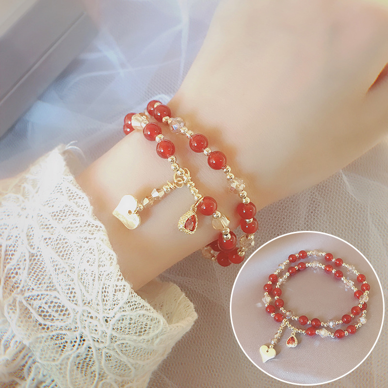 Longevity Lock Strawberry Quartz Garnet Bracelet