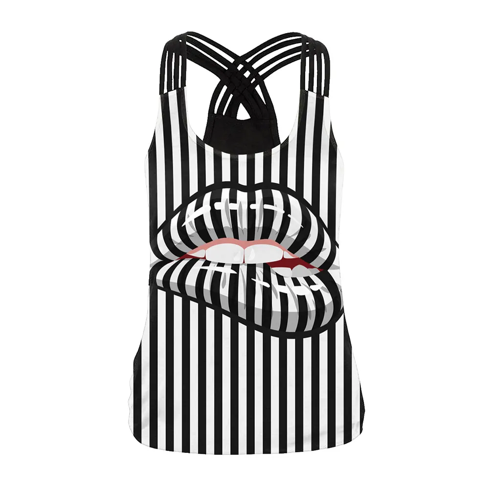 Women's Sexy Big Lips Gold Powder Digital Printed Camisole - Wb104 033