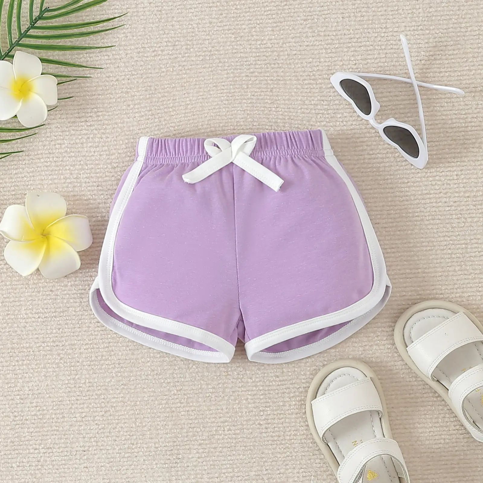 Casual Contrast Color Letter T-shirt Sports Shorts Two-piece Set