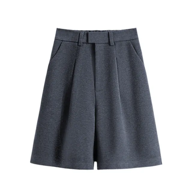 Outerwear High Waisted Wool Cropped Trousers Gray - Shop at LoveMi