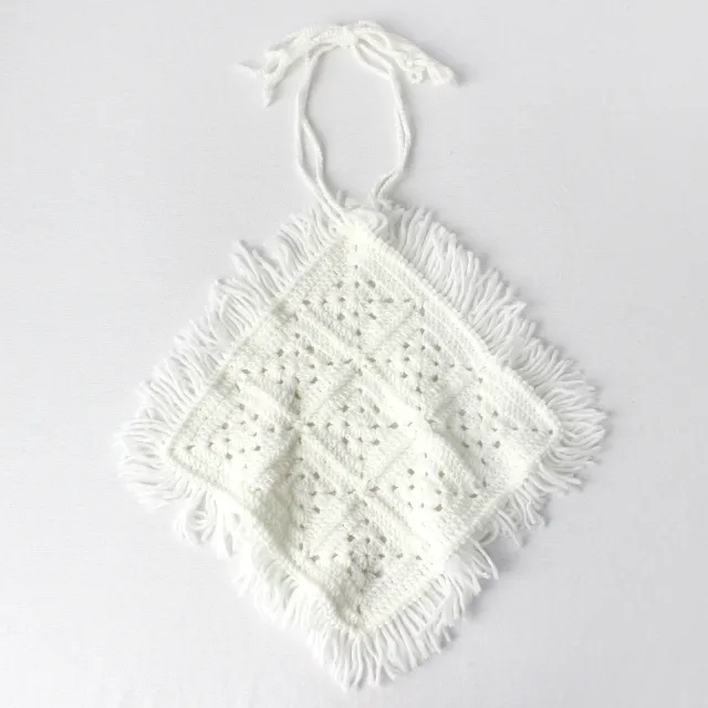 Retro Art Style Heavy Industry Hand Crocheting Sweater Top White - Shop at LoveMi