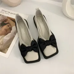 French Minority Bow Flat Shoes - Apricot - View 1
