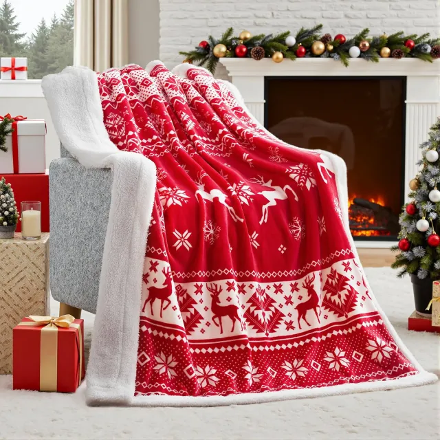 Christmas Blanket Soft Flannel Christmas Blanket Warm Plush 4Color - Shop at LoveMi