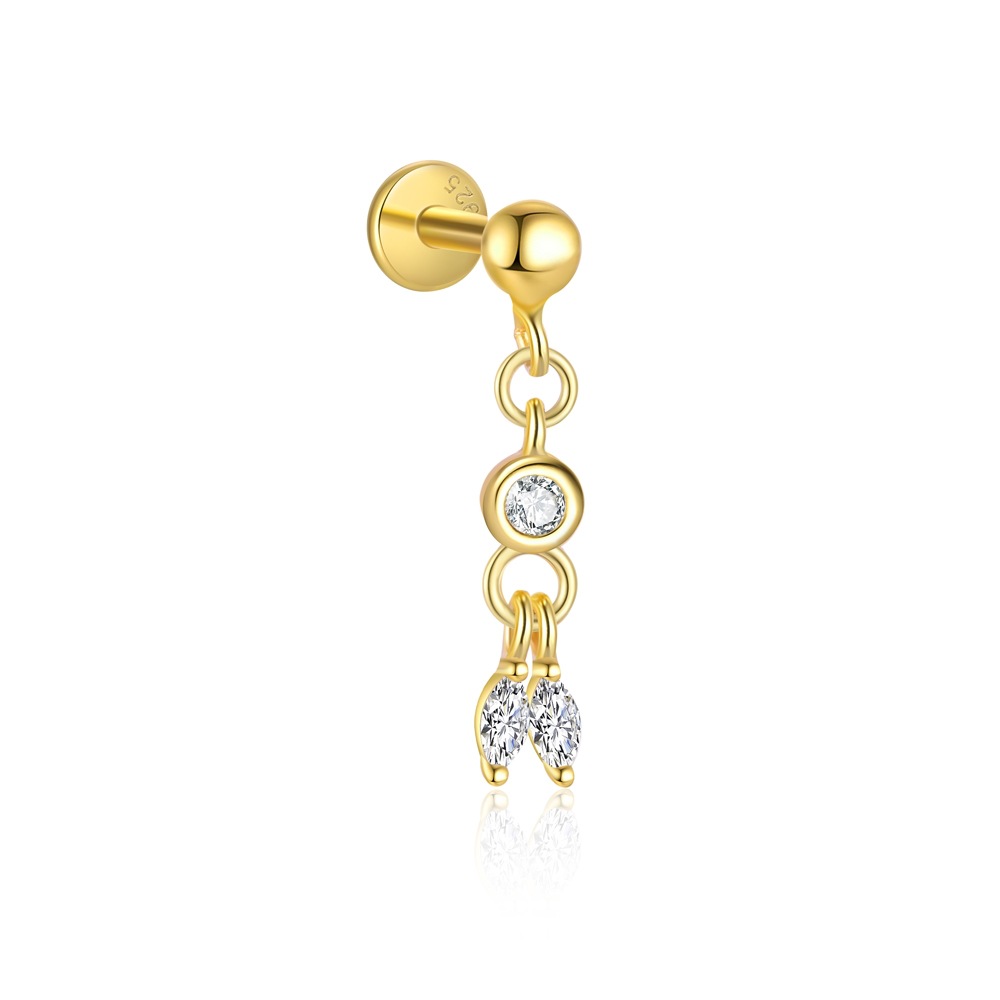S925 Sterling Silver Water Drop Zircon-encrusted Stud Earrings