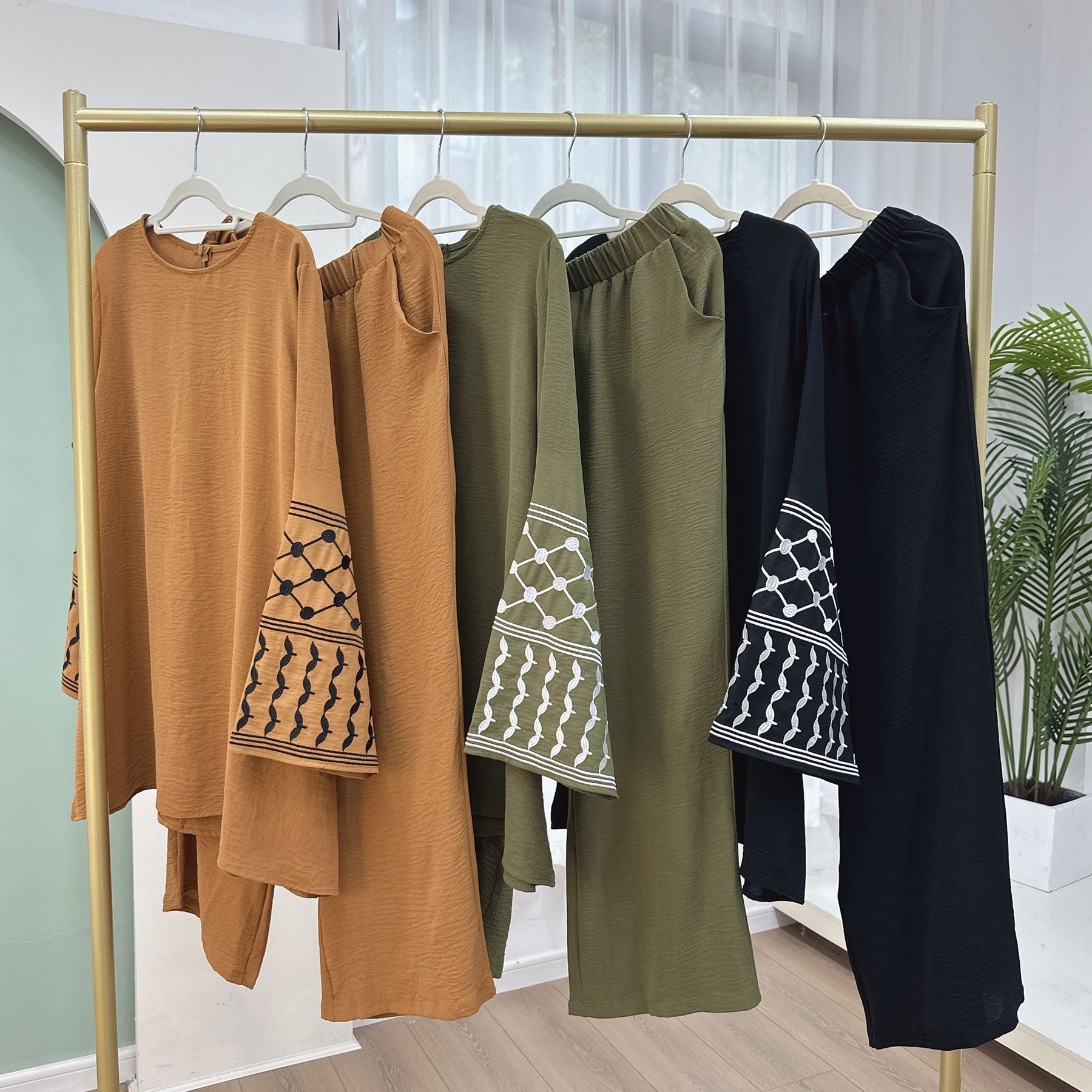 Turkey Embroidered Wide-leg Pants Two-piece Set