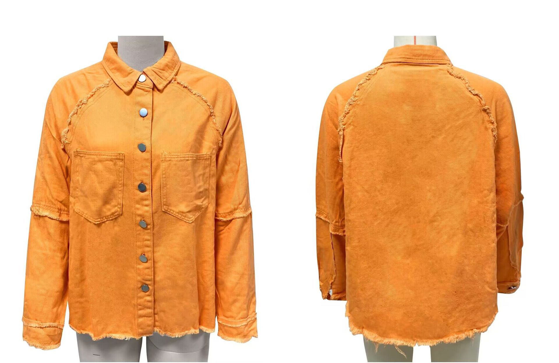 Women's Double-pocket Washed Long-sleeved Denim Coat - Image 2