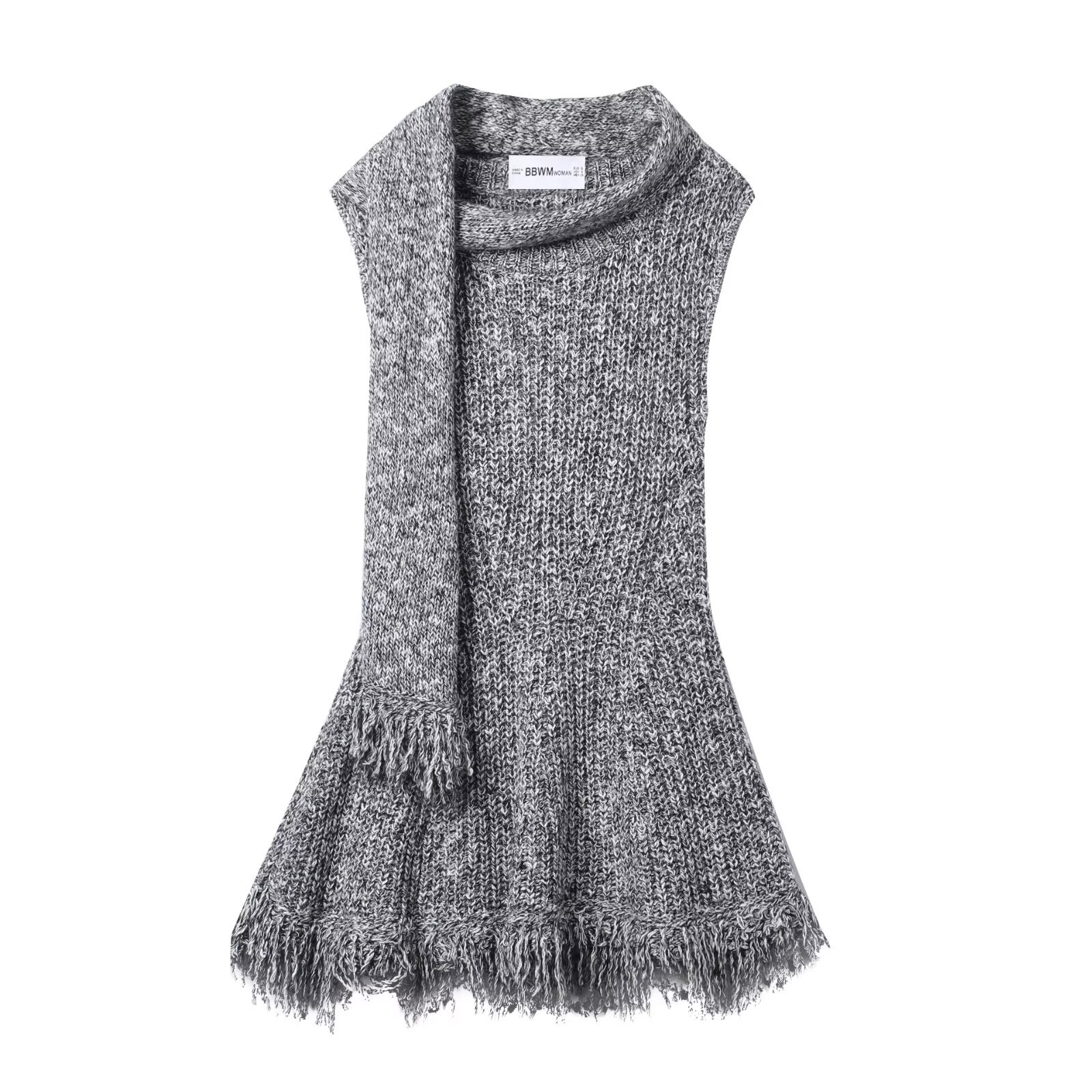 Winter New Temperament Fashion Scarf Collar Sleeveless Gray Knitted Dress Picture Color - Shop at LoveMi