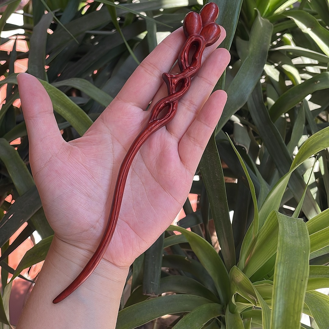 Ebony Antique Carved Hairpin 12
