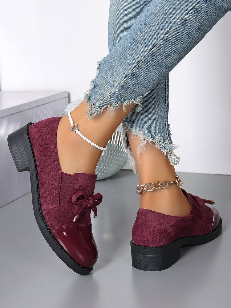 Women's Bowknot Chunky Heel One Pedal Loafer
