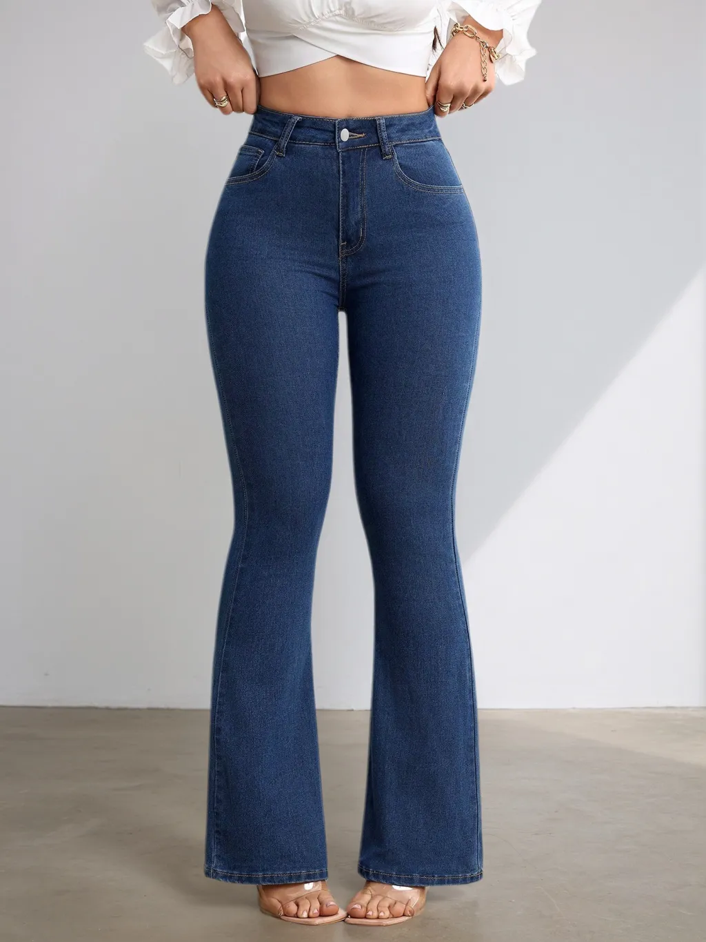 Women's Wild Stretch High Waist Flared Jeans - Sapphire Blue