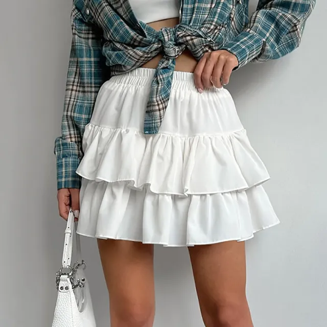 Design Sense Double layer Chiffon Short Skirt White - Shop at LoveMi