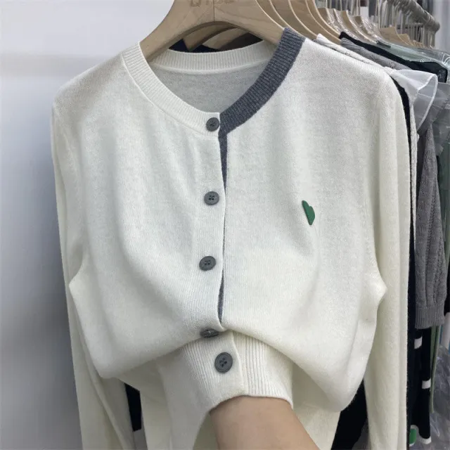 Gentle Knitted Cardigan Women's Patch Long Sleeve Sweater Coat White - Shop at LoveMi