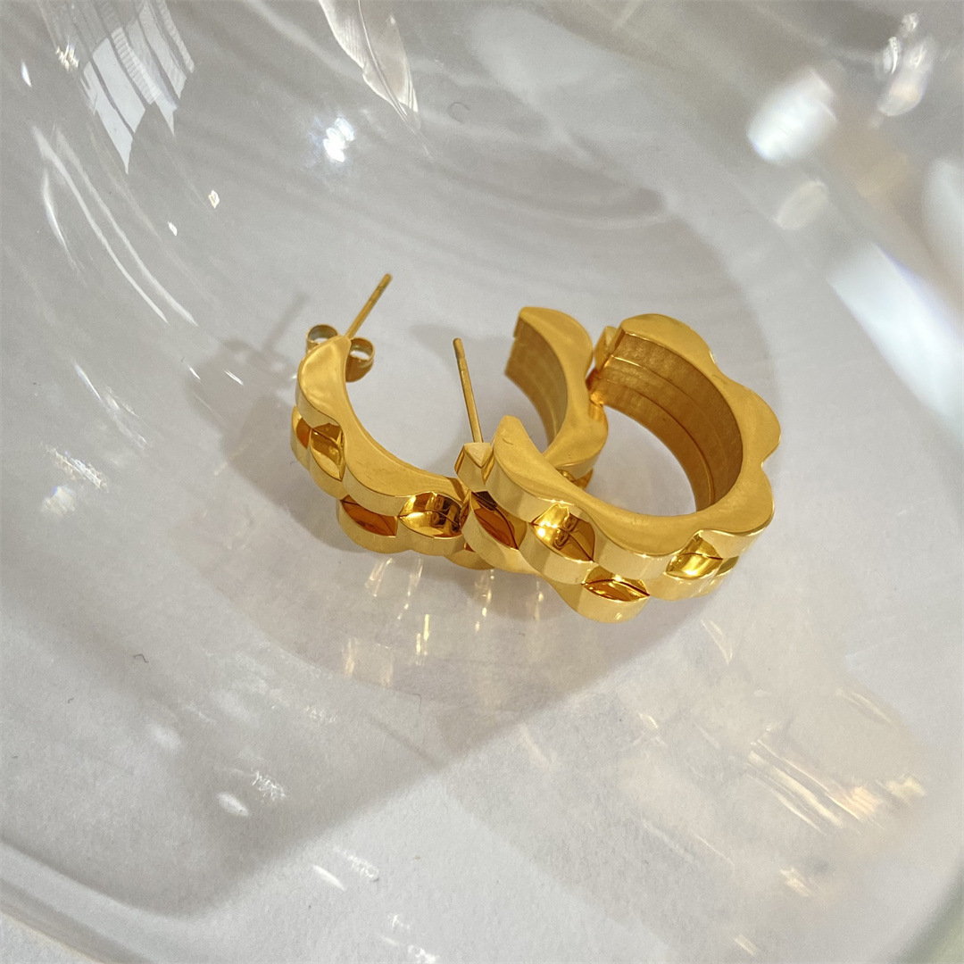 Heavy Industry Electroplated Titanium Steel Color Retaining Earrings