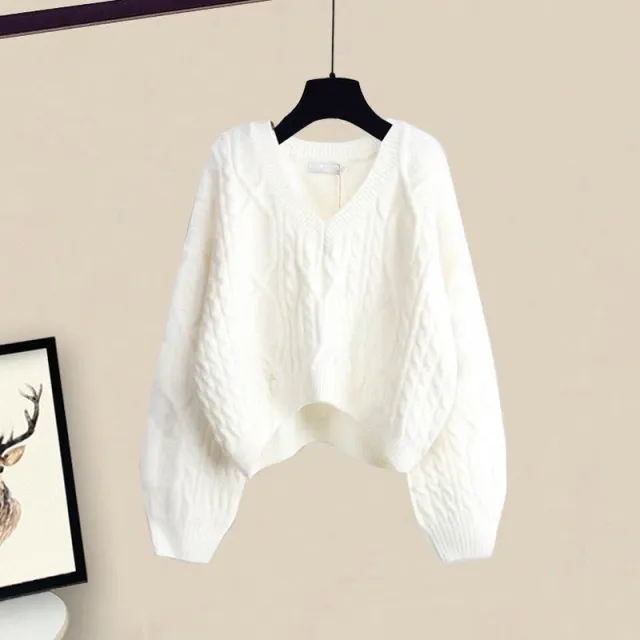 Korean Style Solid Color Pullover Sweater Outer Wear White - Shop at LoveMi