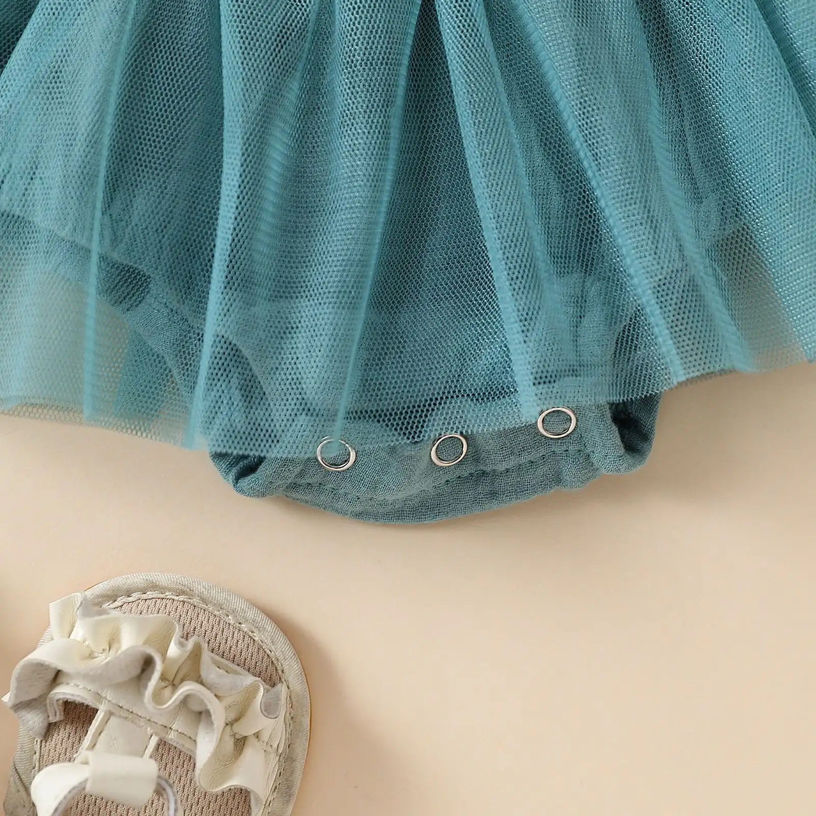 Towel Embroidery Mesh Slip Dress Bowknot Headband Two-piece Set