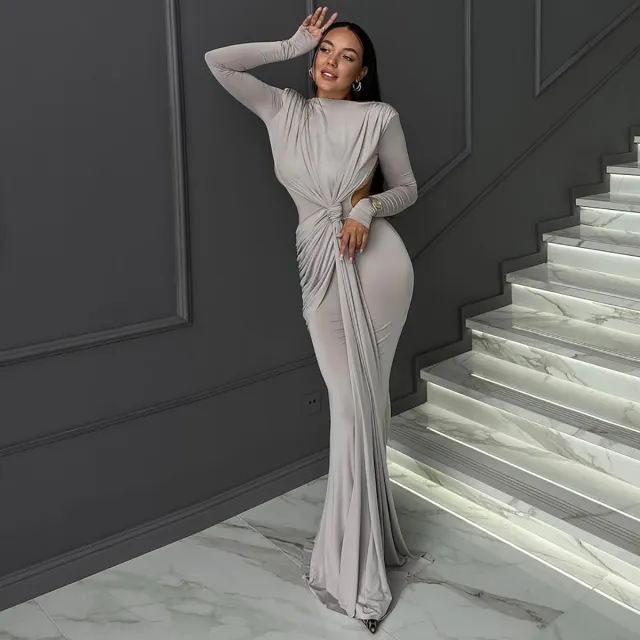 Women's Long Sleeve Slimming Dress Gray - Shop at LoveMi