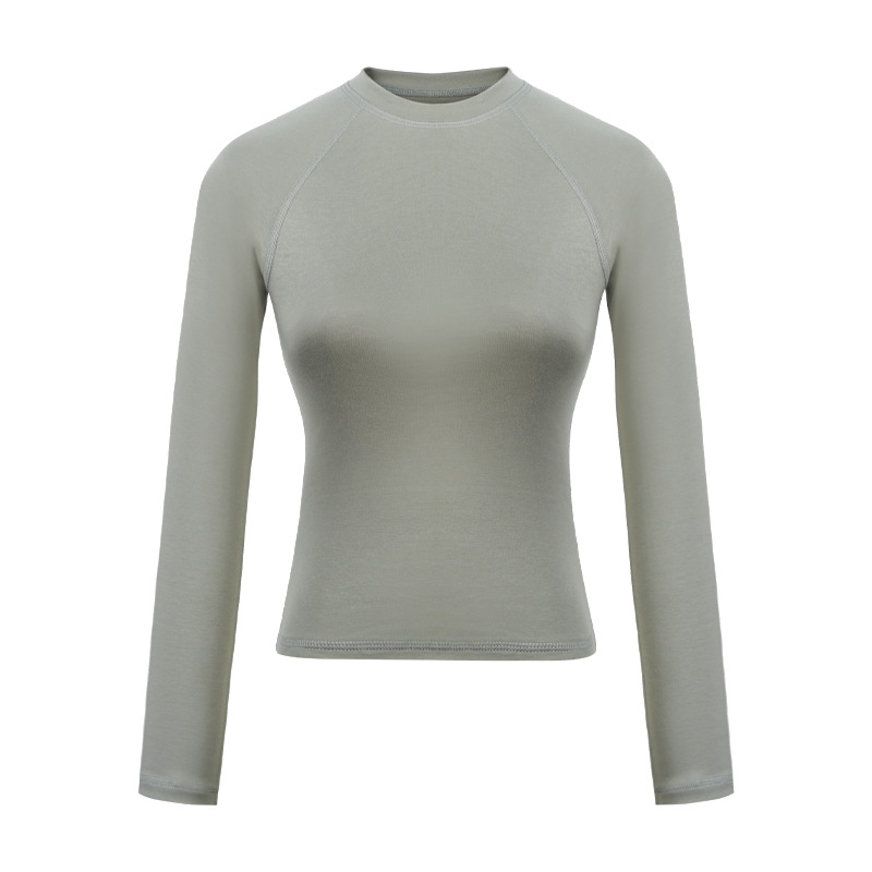 Top Long Sleeve Round Neck Raglan Sleeves T shirt For Women Gray - Shop at LoveMi