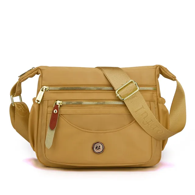 Multilayer One Shoulder Bag Large Capacity Waterproof Nylon Crossbody Bag Gold - Shop at LoveMi