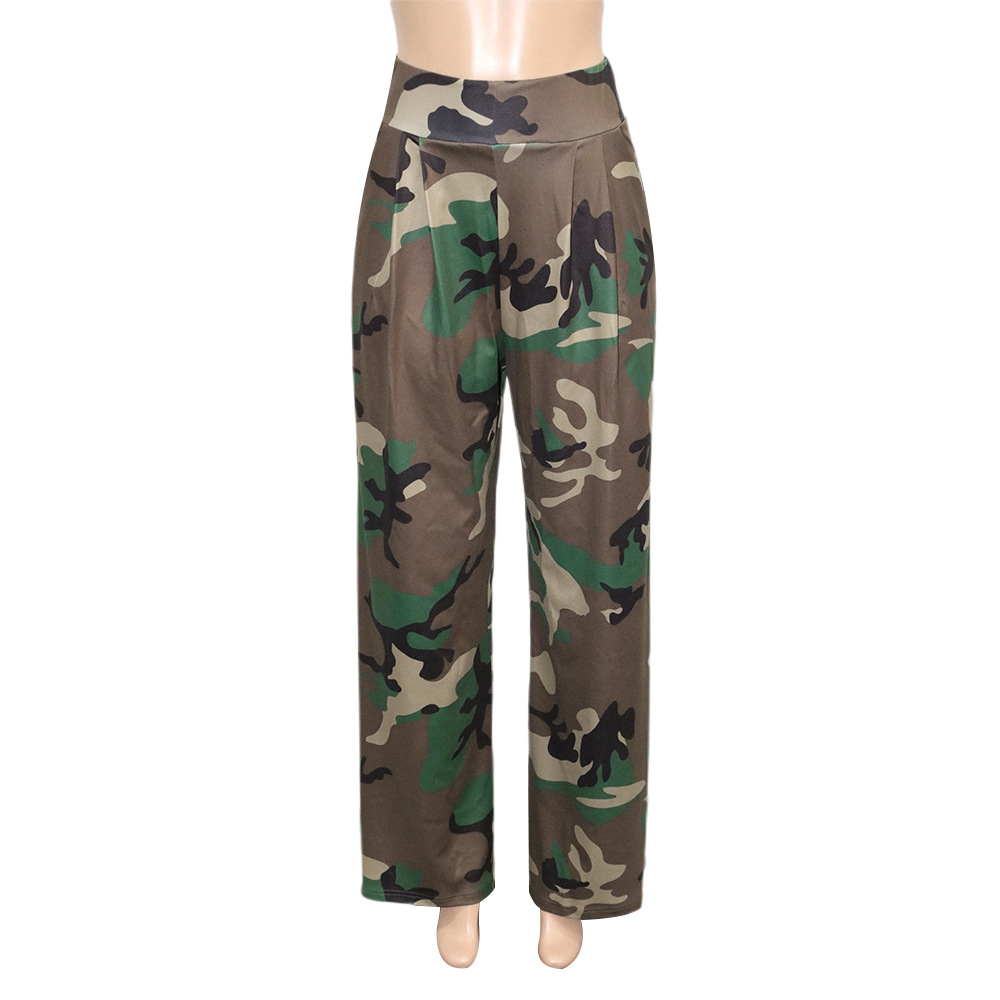 Title 5, Dames camouflage broek met wijde pijpen en elas...