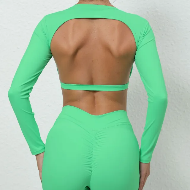 European And American Sports Top With Chest Pad Backless Short Apple Green - Shop at LoveMi