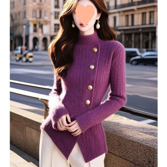 Soft, Chewy, Figure hugging, And Slimming Knit Top Purple - Shop at LoveMi