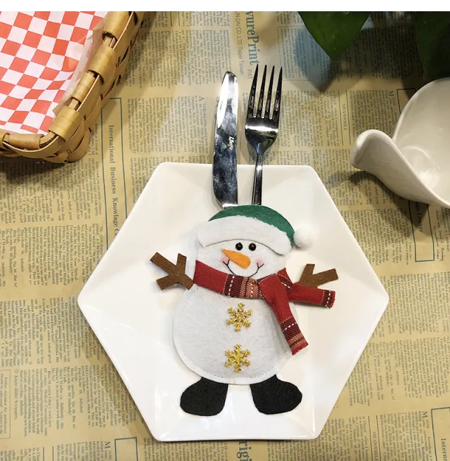 Creative Christmas Decoration Supplies Table Knife And Fork Cover A Snowman - Shop at LoveMi