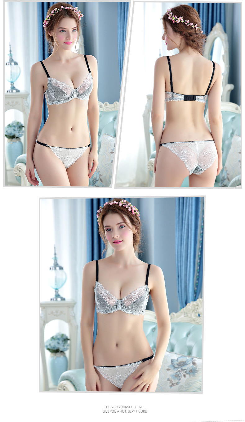 Title 2, French transparent sexy slim bra set