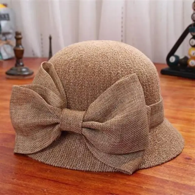 Korean Style Versatile Fashion Foldable Sun shading Gift Big Bow Khaki - Shop at LoveMi