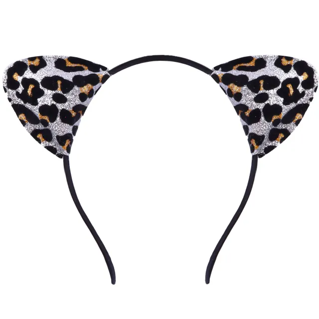 Cat Ear Color Headband Ear Ladies' Hair Pin Silver Pattern Of Leopard - Shop at LoveMi