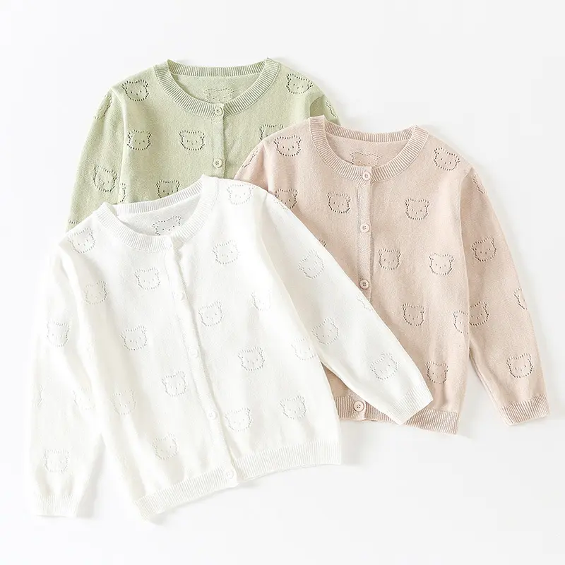 Children's Cotton Knit Cardigan Spring Summer Thin