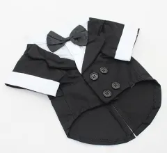 Pet Clothes Big Dog Dress Pet Clothing Puppy Suit Bow Tie - Black - View 1