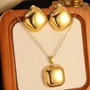 Stainless Steel Heart Bow Flower Necklace And Earrings Set view 26