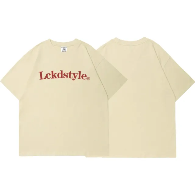 Original Letter Printed Heavy Cotton Short sleeved T shirt Apricot - Shop at LoveMi