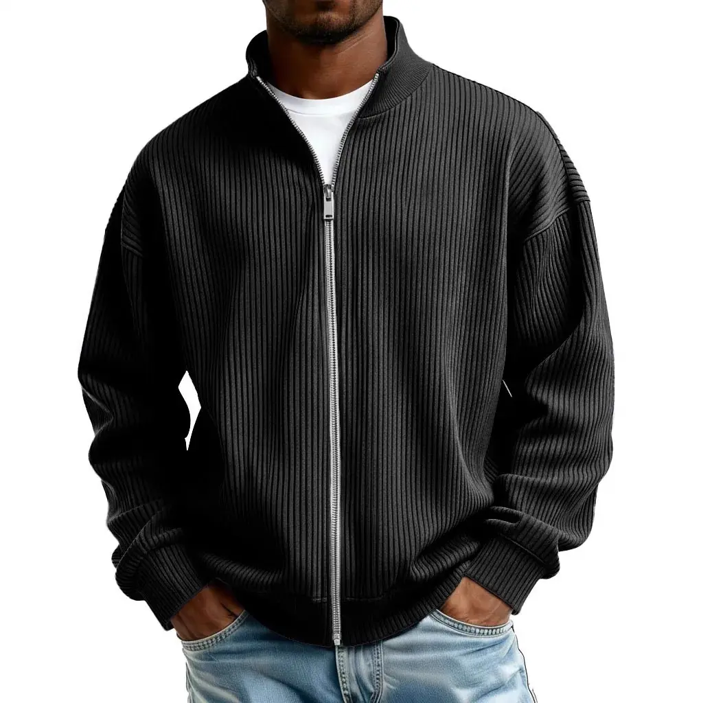 Mens Full-Zip Mock-Neck Sweater