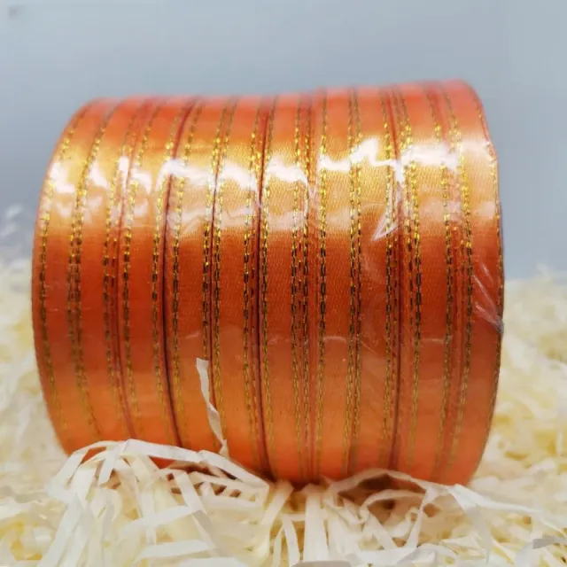 Double Gold Edge Satin Ribbon Gift Package Ribbon Decorative Band Korean Style Handicraft DIY Material Ribbon Orange - Shop at LoveMi