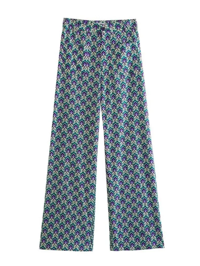 Women's Printing Coat Trousers Suit Blue Pants - Shop at LoveMi