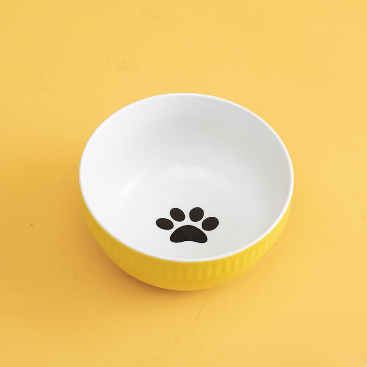 Yellow Paw Print Planet Bowl