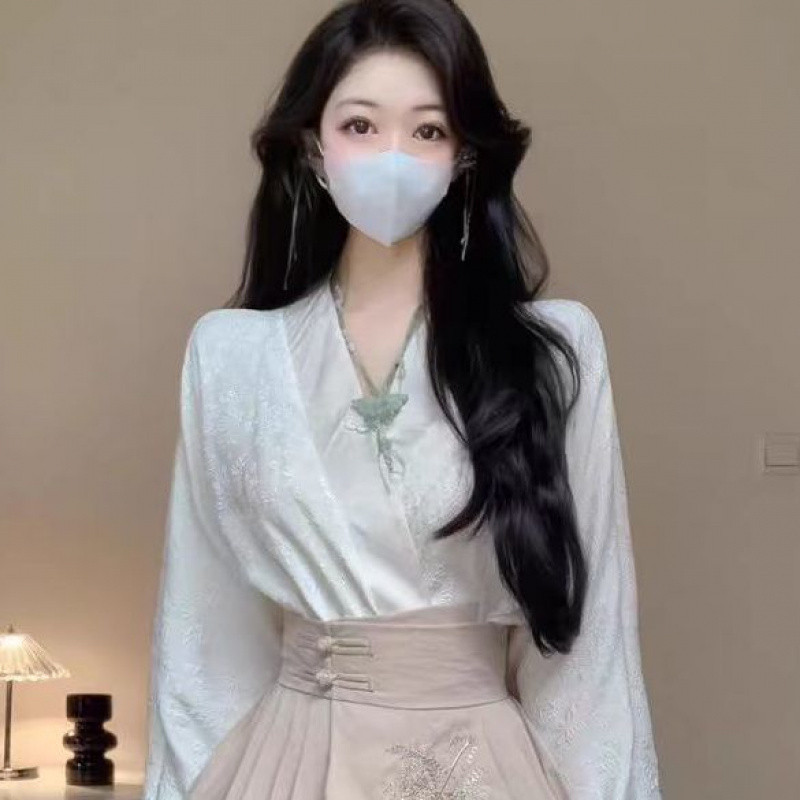 Traditional Button Top Pleated Horse face Skirt Two piece Set Top Xl - Shop at LoveMi